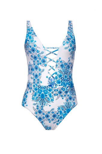  Купальник жіночий суцільний монокіні  білий в дрібний принт Seafolly