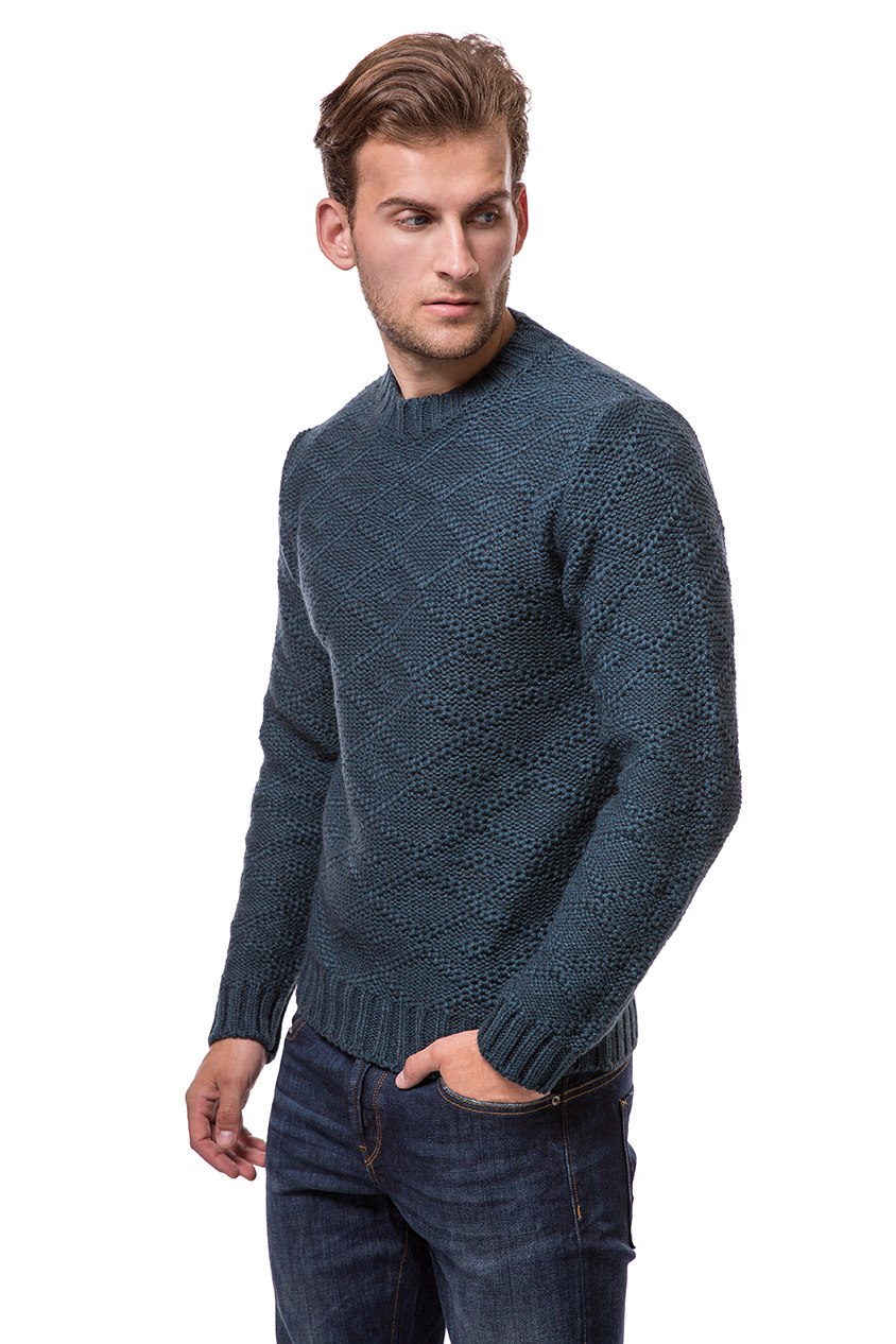 Пуловер чоловічий темно-зелений Wool & Co